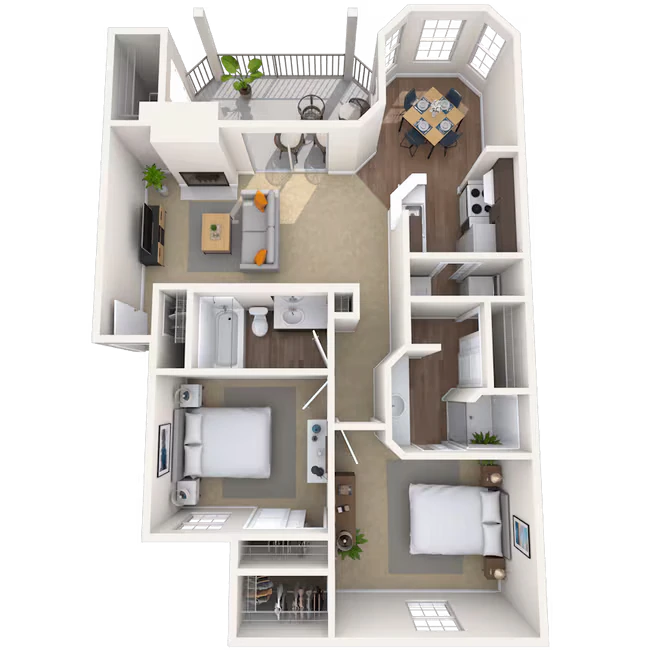 Traditional 2x2 1052-1172 SF 813 floor plan